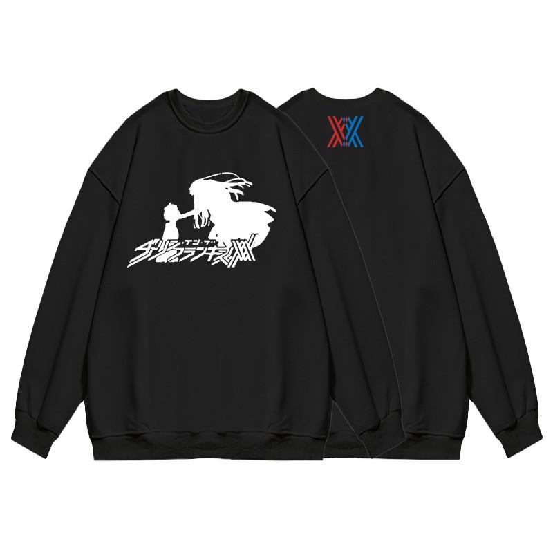 Mens Long Sleeve Crewneck Sweatshirt Anime Darling In Franxx 02 Casual Pullover