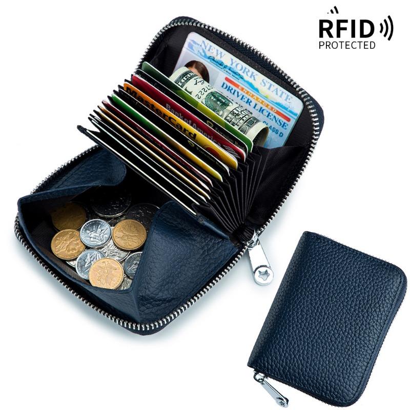 Card Bag Leather Coin Purse Zipper Card Sleeve Female Organ Card Bag Large Capacity