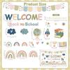 Украшения для доски объявлений «Добро пожаловать» Back to School Бохо Декор класса Бохо Радуга Набор для доски объявлений «С возвращением» Вырезки для школьного офиса
