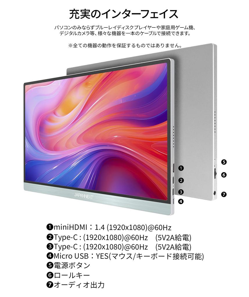 Refurbished JAPANNEXT Mobile Monitor with IPS Full HD 1920x1080 Smart Case 13.3-inch Panel, Resolution, (USB/Type C/Mac Compatible, Built-in Speakers,