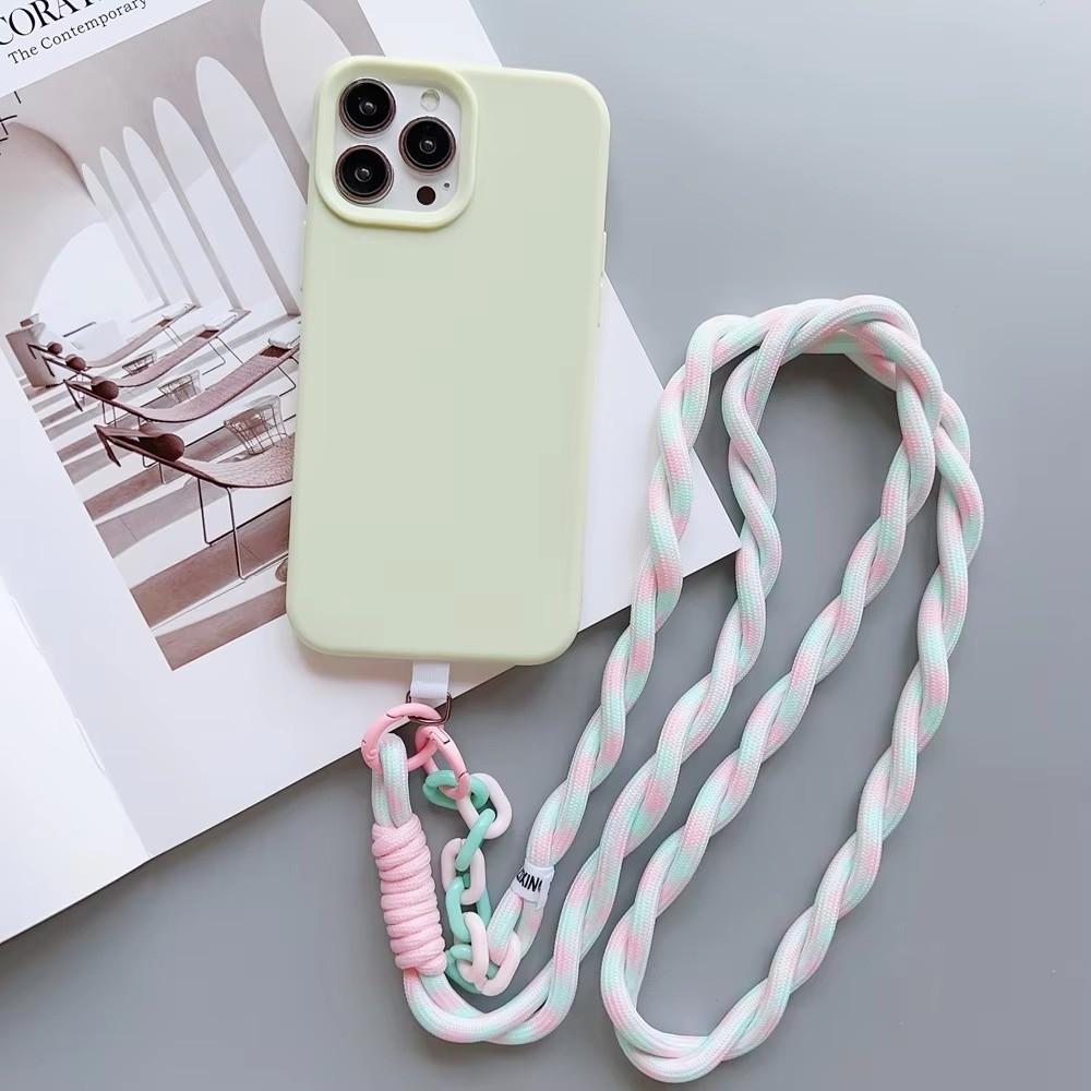 Dopamine Braided Phone Lanyard Nylon Crossbody Hanging Rope  Phone Charm Accessories