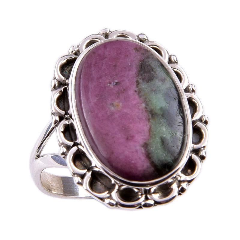 Кольцо из стерлингового серебра 925 пробы с рубином в цоизите, изготовленное вручную в лаборатории S.9 D0s66