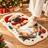 Christmas Theme Pattern Cartoon Doormat Carpet Soft Plush Faux Cashmere Rug  Bedroom