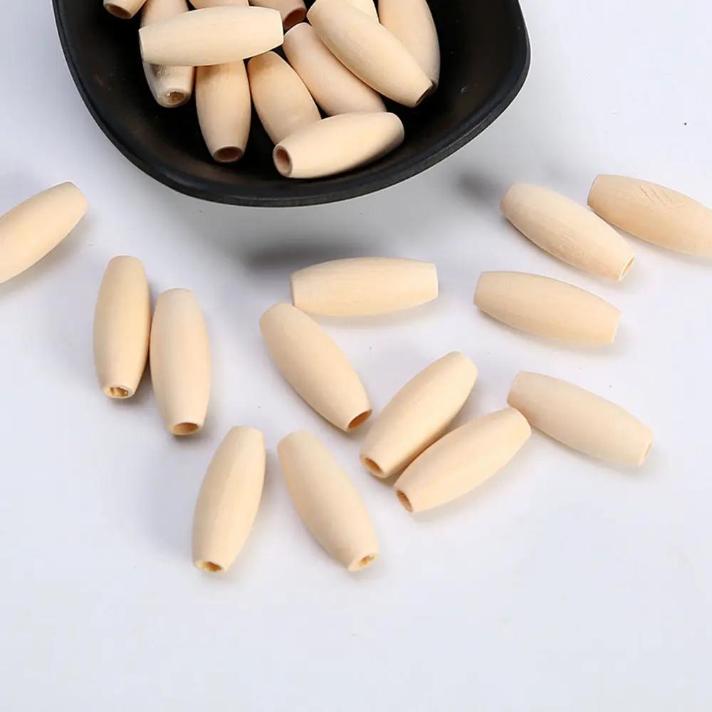 20 шт. Овальные бусины в форме тубы 29x12 мм, длинные, из натурального дерева, россыпью, для рукоделия, для поделок своими руками, для деревообработки, аксессуары для изготовления ювелирных изделий