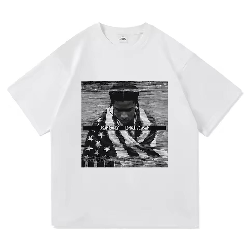 Эстетичная Повседневная Унисекс Одежда Asap Rocky Футболка Мужская Новая Короткий Рукав Круглый Вырез Печать Ретро Винтажные Футболки Унисекс Мода