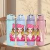 1PC Pink Hat Fashion Girl 750ml Color Plastic Sports Water Bottle Leakproof Flip Straw Lid Suitable for Sports Office Home Use