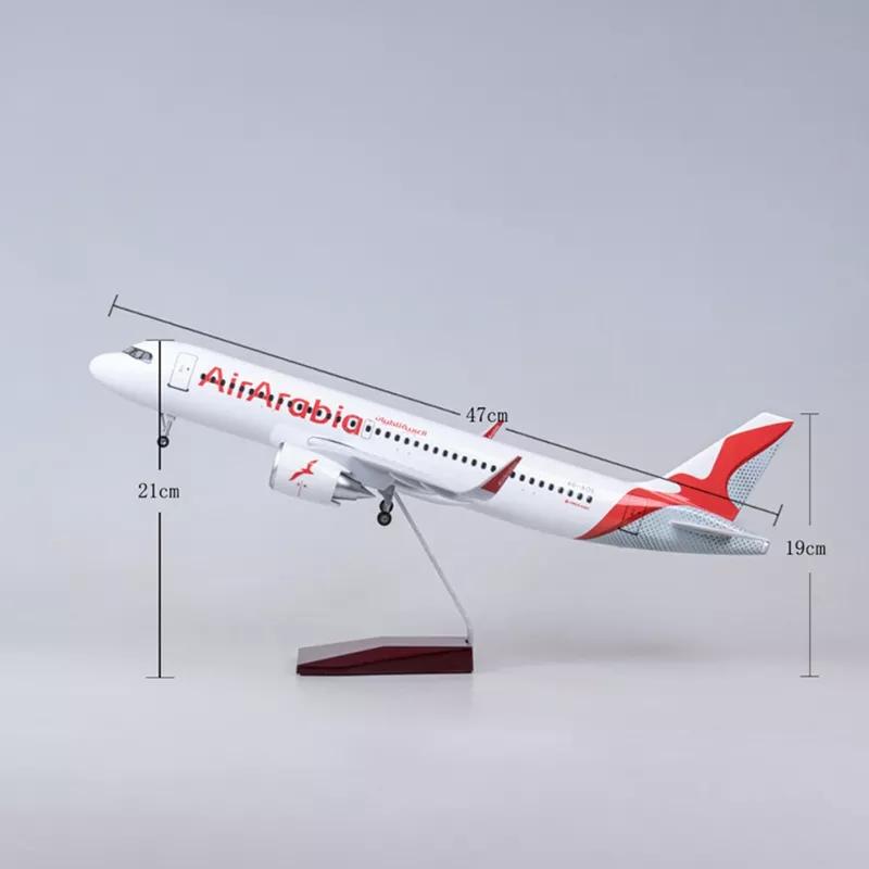 47CM 1/80 Scale Airplane A320 Air Arabia Model With Light Wheel Base Aircraft Diecast Resin Plane Model Collection
