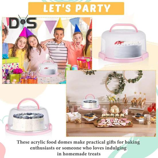 Cake Carrier with Lid And Handle Portable Cupcake Stand for 10-inch Cake Cupcake Holder Pie Muffin Pizza Transport Container Cake Box