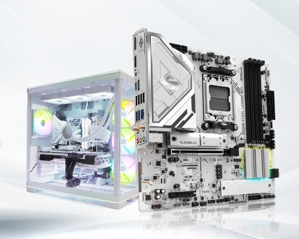 Asrock Материнская плата B850M Steel Legend WiFi Совместима с процессорами AMD Ryzen серий 9000 8000 7000 DDR5 Micro ATX Материнская плата Авторизованный дистрибьютор / / (Сокет