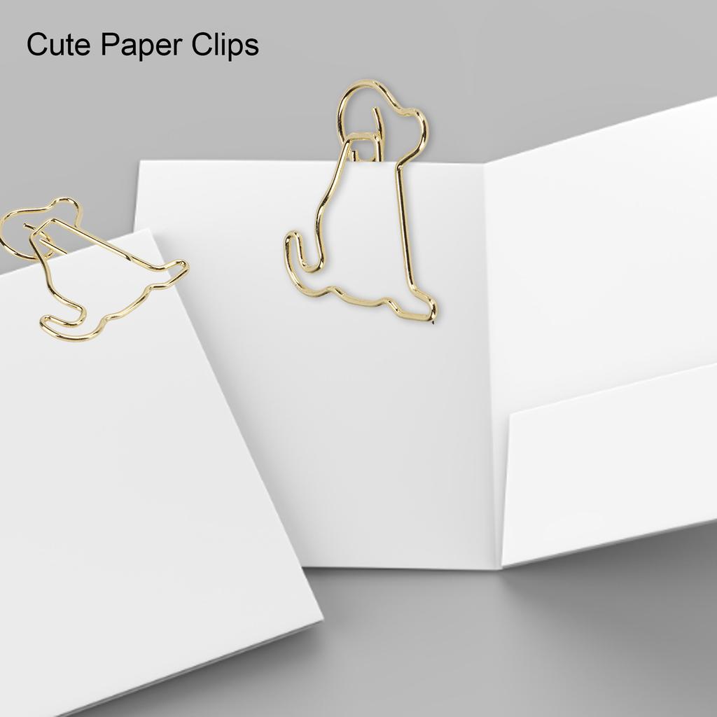 25 шт. Скрепки в форме бумаги из металлического материала, легкие, портативные, в форме золотистого щенка, офисные зажимы для документов