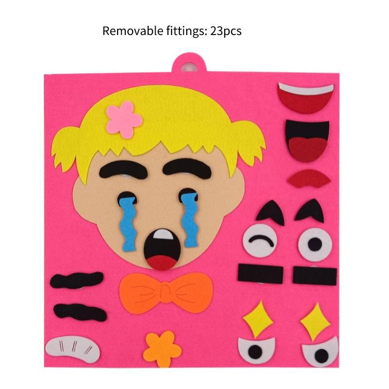 Набор фетровых пазлов для изменения эмоций для детей, сделай сам, нетканый материал с чертами лица