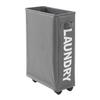 Aluminum Frame Laundry Basket Foldable Dirty Clothes Basket Tall Thin with Brake Function Universal Whee