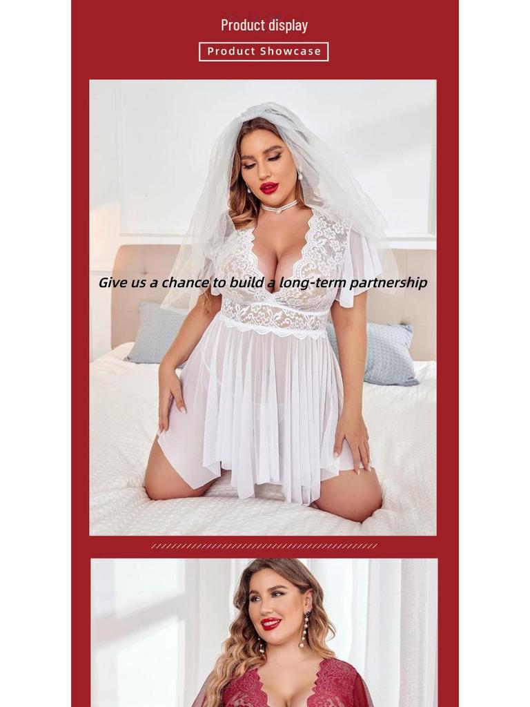 Вечернее платье и ночная рубашка больших размеров с глубоким V-образным вырезом и цветочным кружевом