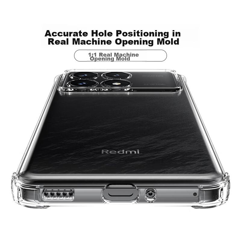 Transparent Full Protection Case for Redmi K70/K70Pro, Air Cushion Magnetic Slim Cover, ES-Ip9 Series Version, Translucent White with Magnetic Ring