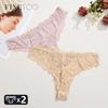 2Pcs Lace Butterfly Print Women's Underwear Sexy Hollow Out Thongs Trendy Breathable Panties Lady Perspective G-String Lingerie