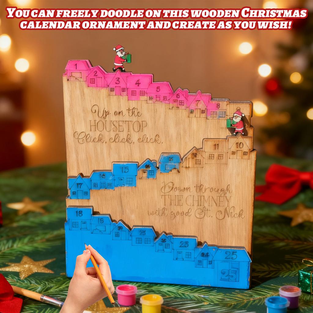 Santa Castle Countdown Advent Calendar Christmas Ornament Wooden Craft Gift