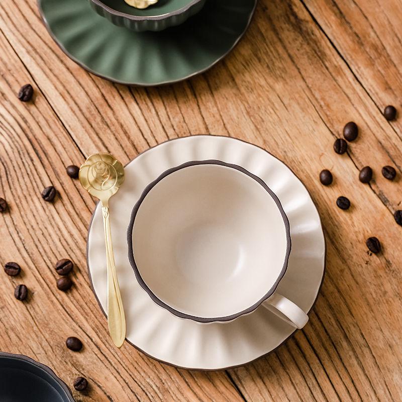 Nordic Style Solid Color Coffee Cup and Plate Two Piece Set Ceramic Cup Water Cup Flower Tea Cup Milk Cup