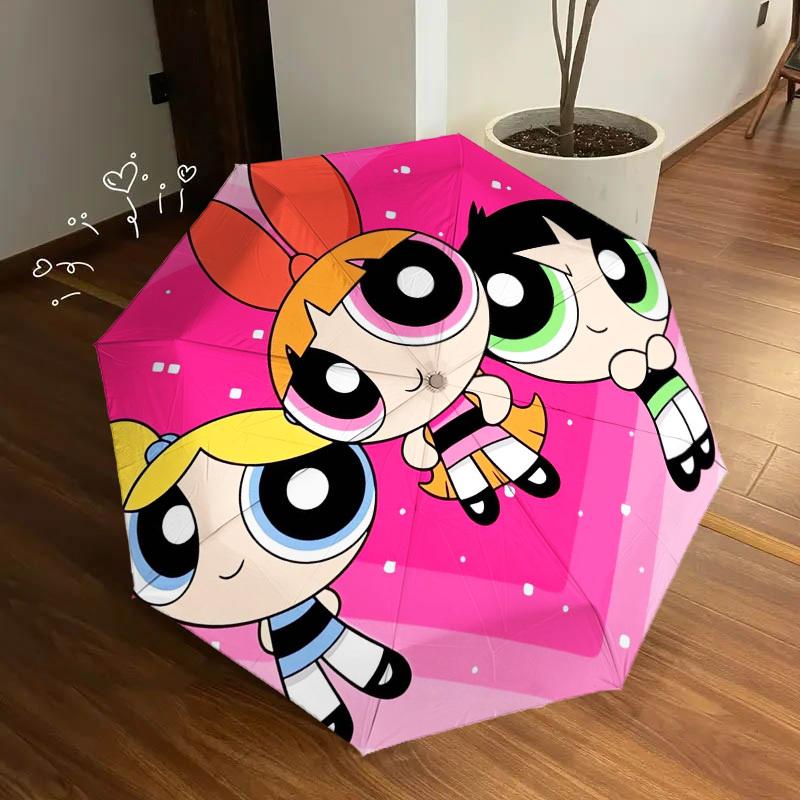 1pc Powerpuff Girls, Cartoon Characters Themed High-quality Umbrella,Automatic Opening and Closing Umbrella,Multi-functional Umbrella G0811059