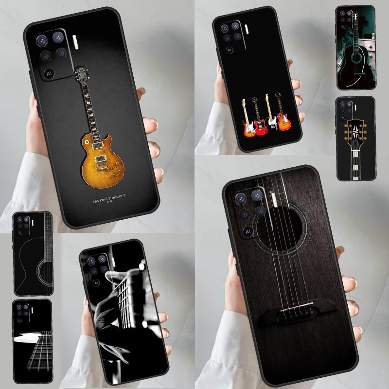 Vintage Music Guitars Case For OPPO A96 A76 A16 A54 A74 A94 A98 A78 A5 A9 A15 A17 A77 A52 A72 A53S A57S A79 Cover