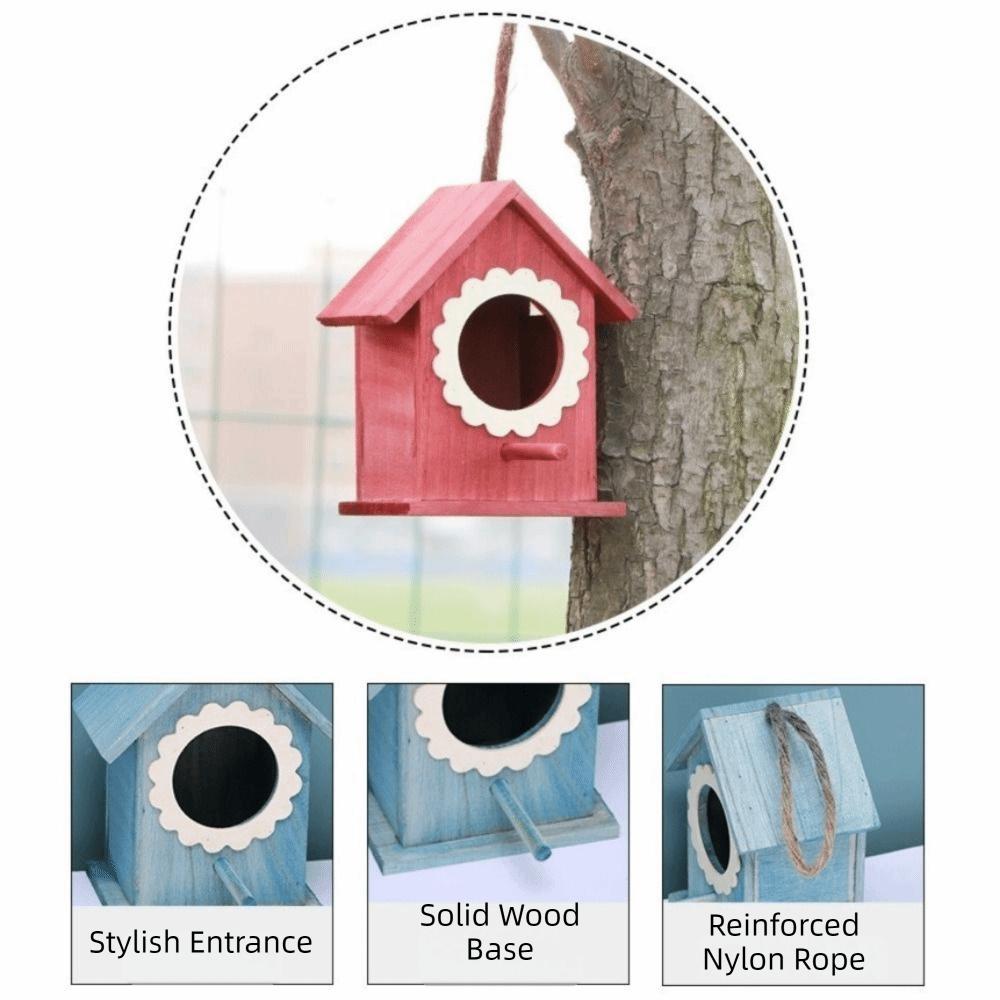 Wall Mounted Wooden Bird House Handmade Bird Breeding Box Hummingbird House  Outdoor Use