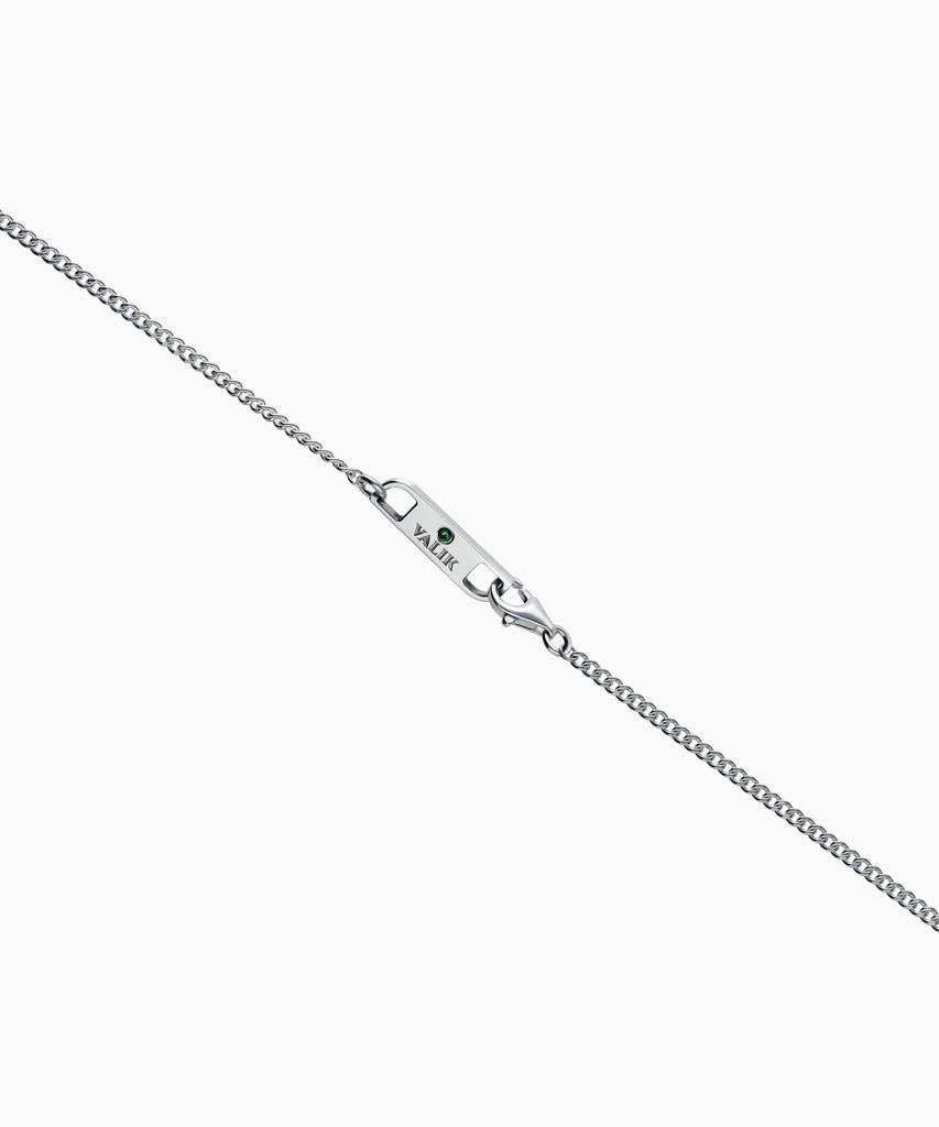 Valik [925 Silver] No.86 Green Tack Curve Chain Bracelet
