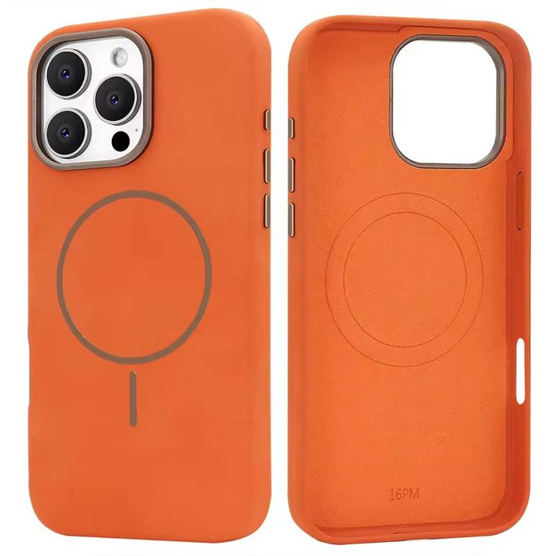 Роскошный чехол для телефона Magsafe из ТПУ кожи для iPhone 16 15 14 13 Pro Max с магнитной беспроводной зарядкой и противоударным покрытием из сплава