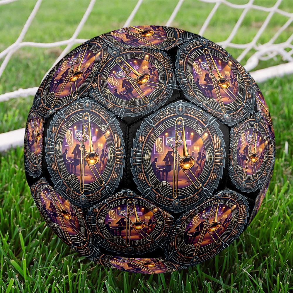 Jazz Night Music Scene Round Football Size 5 Adult Ball Suitable for Training Matches and Outdoor Team.