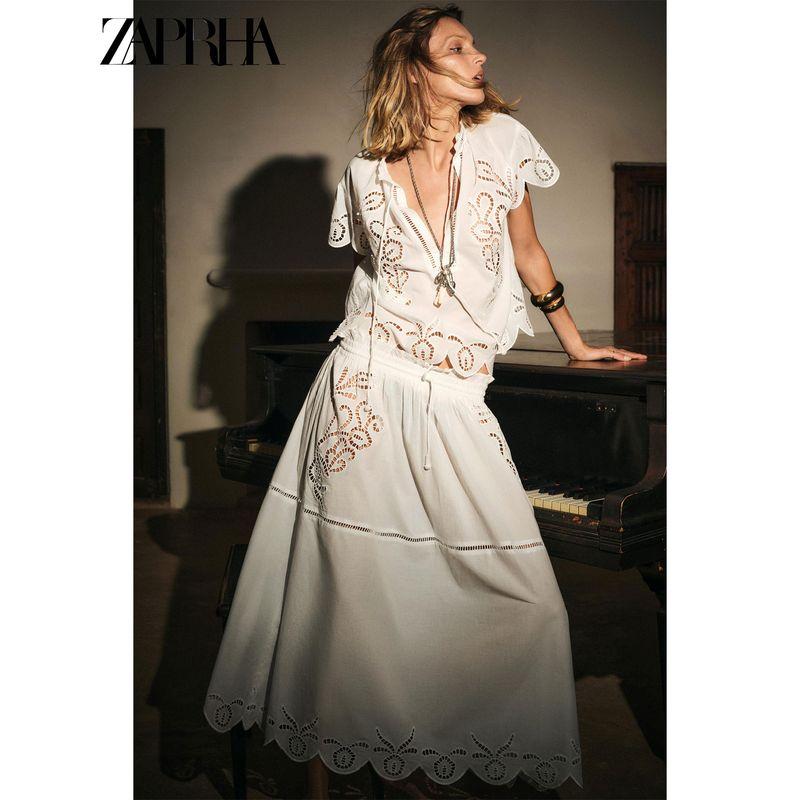 Zaprha 2025 Summer New French style Fashion Temperament Casual Loose Embroidery Shirts Short Jacket 5107274