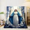Our Lady of Grace Floral Halo Soft Throw Blanket  Printed Blanket for Living Room Bed Couch lunch break Soft Cozy Blanket for Friend's festival Gift