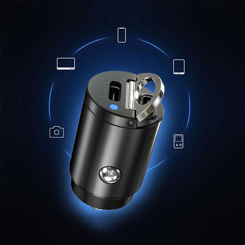 Мини Двойное USB Type-C PD Автомобильное Зарядное Устройство Адаптер Быстрой Зарядки Аксессуары Отделка 30 Вт