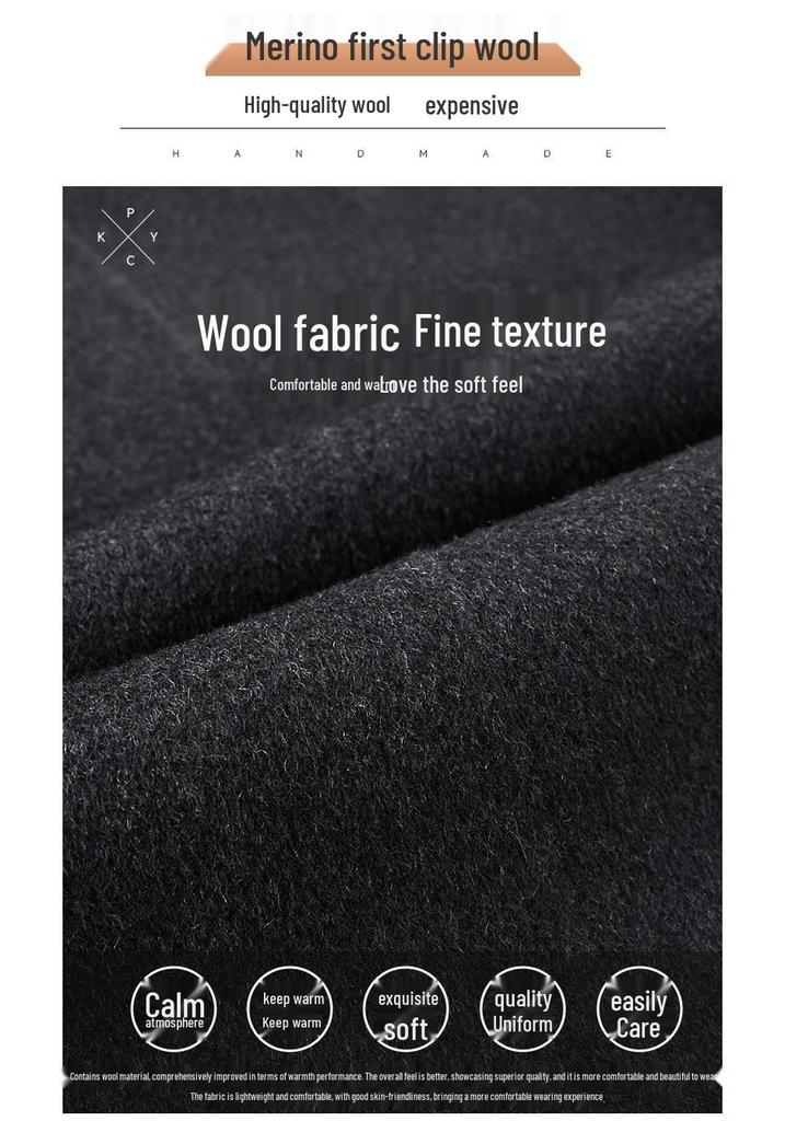 Men's Double-Sided Wool Coat with Detachable Down Liner and Stand Collar