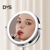 Зеркало для макияжа с подсветкой 3/5/10X, регулируемая высота и яркость, перезаряжаемое, двухстороннее увеличительное зеркало, 3 цвета, вращение на 360 градусов, светодиодный сенсорный экран