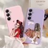 Милый чехол для девочек для iPhone Samsung A55 S24 FE S25 M35 A06 Xiaomi Redmi Note 13 Pro 14C Huawei Honor Realme противоударный матовый чехол для телефона с защитой от царапин