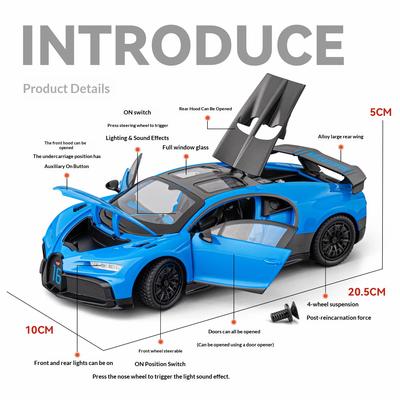 Масштаб 1/24 Bugatti Chiron литая металлическая модель автомобиля симуляция детский игрушечный спортивный автомобиль коллекционные украшения подарок мальчику