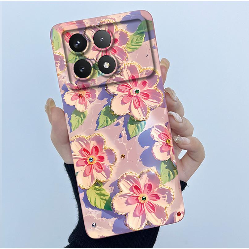 Для Xiaomi Poco X6 Pro 5G Чехол Poco X6Pro Задняя крышка Модный Минимализм Цветочный Мягкий Жидкий Силиконовый Чехол Для PocoX6 Pro Fundas