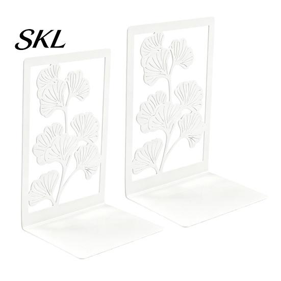 Non-slip Bookend 1 Pair Metal Decorative Bookends, Ginkgo Leaf/Monstera Book Ends for Sturdy Support Bookshelf, Non-Skid Stopper Home Office