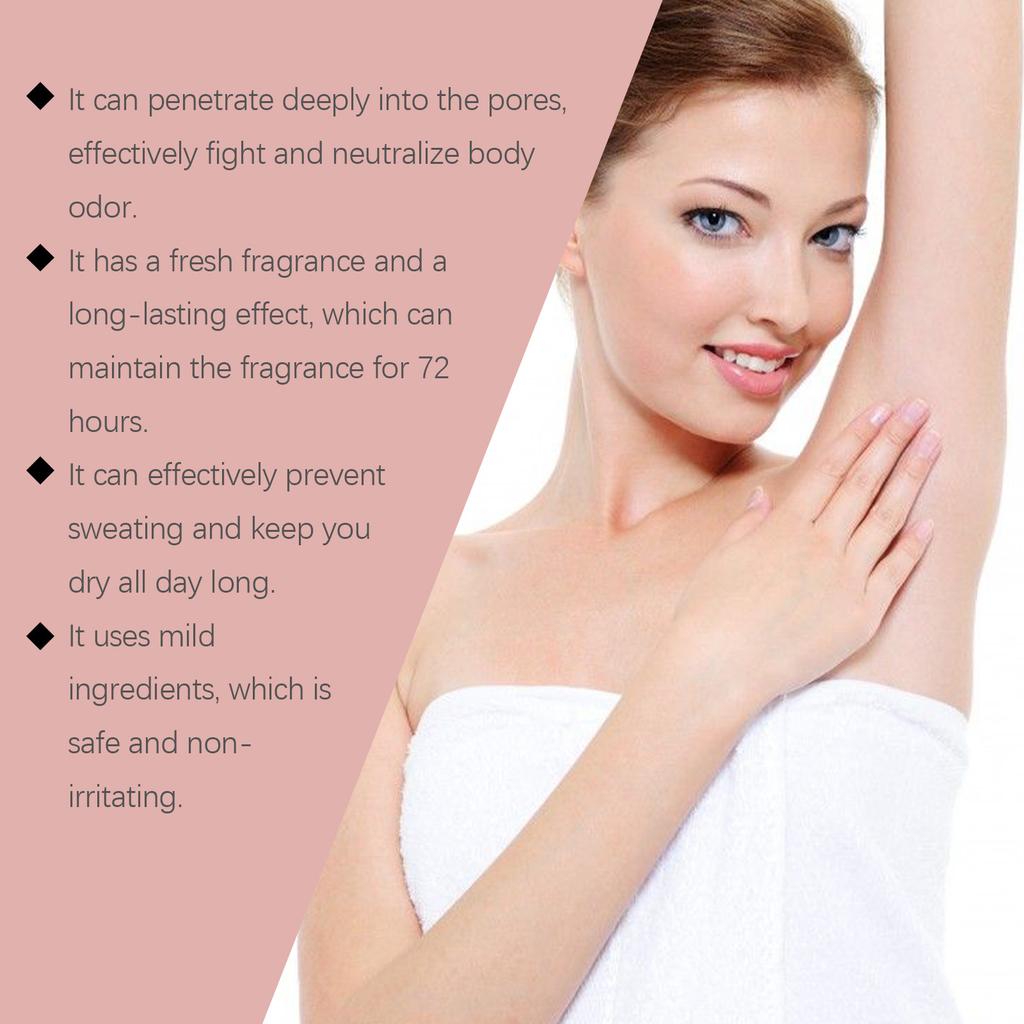 Средство для ухода за телом с ароматом розы, натуральное, для уменьшения запаха пота в подмышках, портативное, свежее и привлекательное, с нежными ингредиентами.