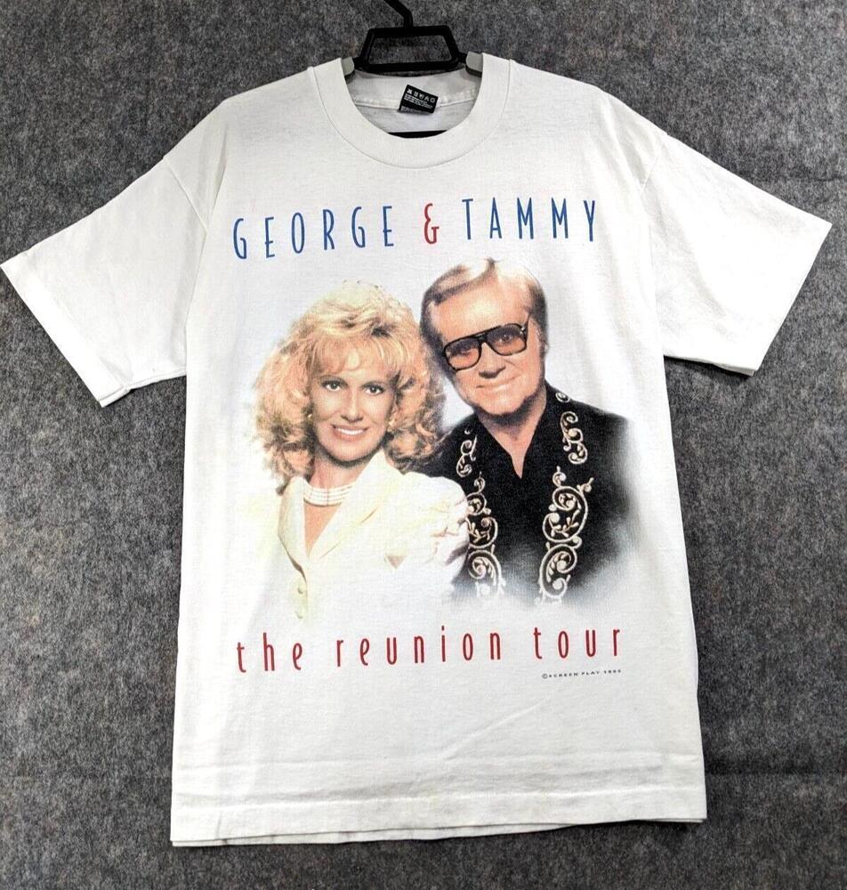 SALE Vtg George Jones Tammy W T-Shirt Men Large White 1995 Reunion Tour Single S Unisex T-Shirt