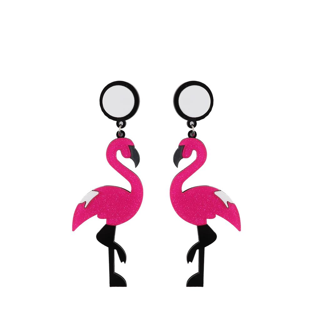 Fashion Flamingo Parrots Acrylic Dangle Earrings For Women Girls Geometric Big Animals Birds Drop Earrings Brincos Party Jewelry