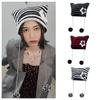 Шапка-бини Y2K со звездой, вязаная, полосатая шапка с кошачьими ушками, кавайная шапка-пуловер, для девочки