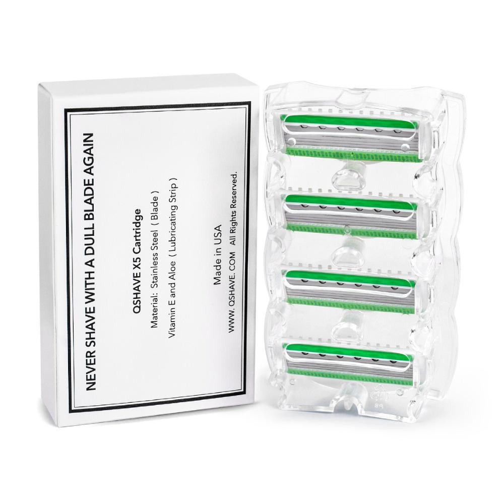 QSHAVE Персонализированная бритва для бритья Green Series Blade X5, лезвие для женщин, лезвие для женщин, 4/8/16 картриджей