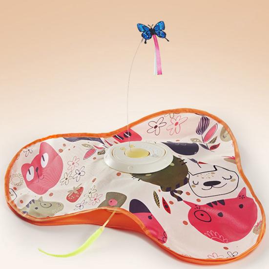 3-in-1 Hide And Seek Cat Toy Interactive Automatic Play Toy with Butterfly Wand And Moving Concealed Feather Kitten Exercise Hunting Game for Indoor