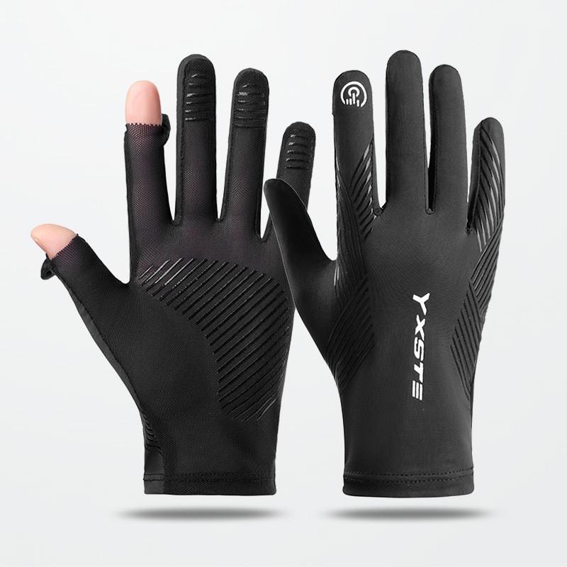 Mens UV Protection Driving Cycling Fishing Gloves With Fingerless Design Breathable Icy Silk Outdoor Sports