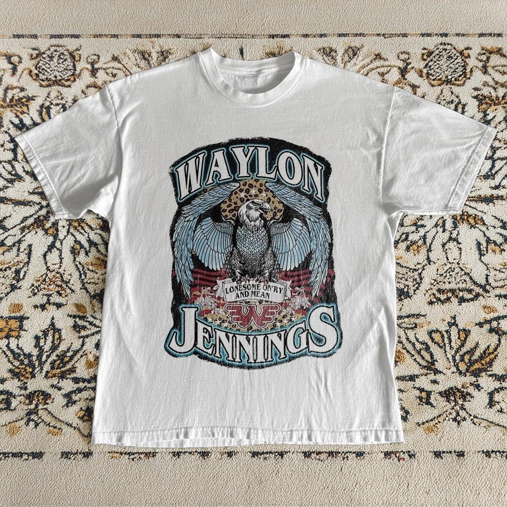 Waylon Jennings Lonesome On'ry And Mean Eagle Graphic T-Shirt