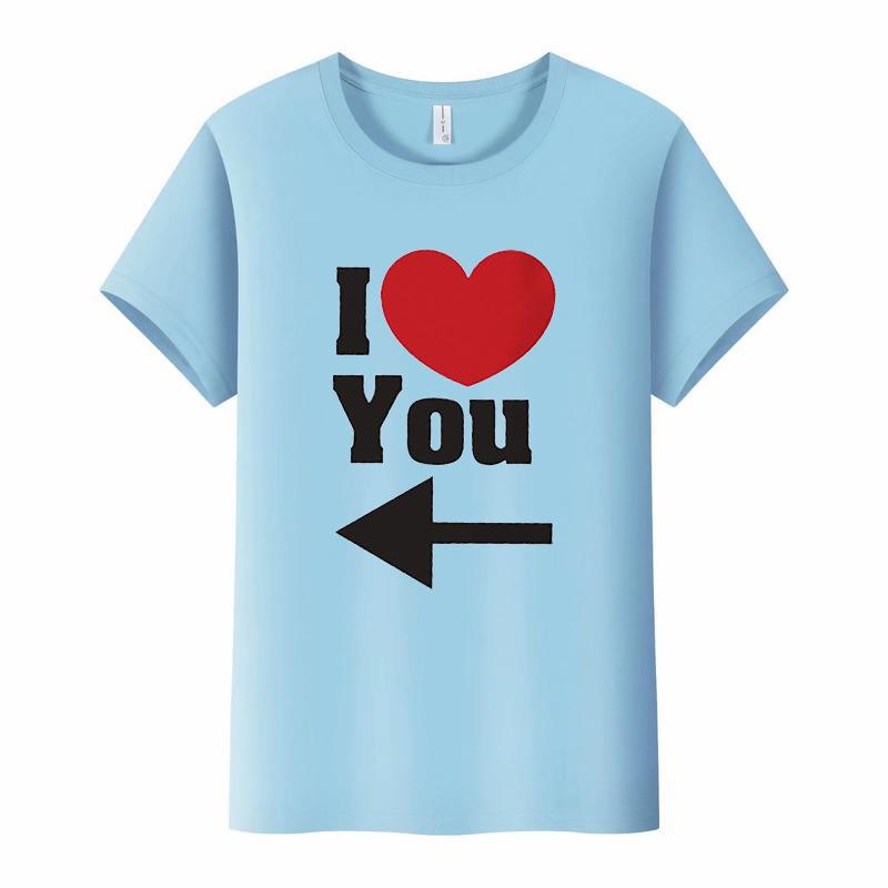 Футболка для пары с принтом сердца и стрелок, с коротким рукавом и круглым вырезом, свободная футболка King Queen, футболка для влюбленных, топы, женская одежда