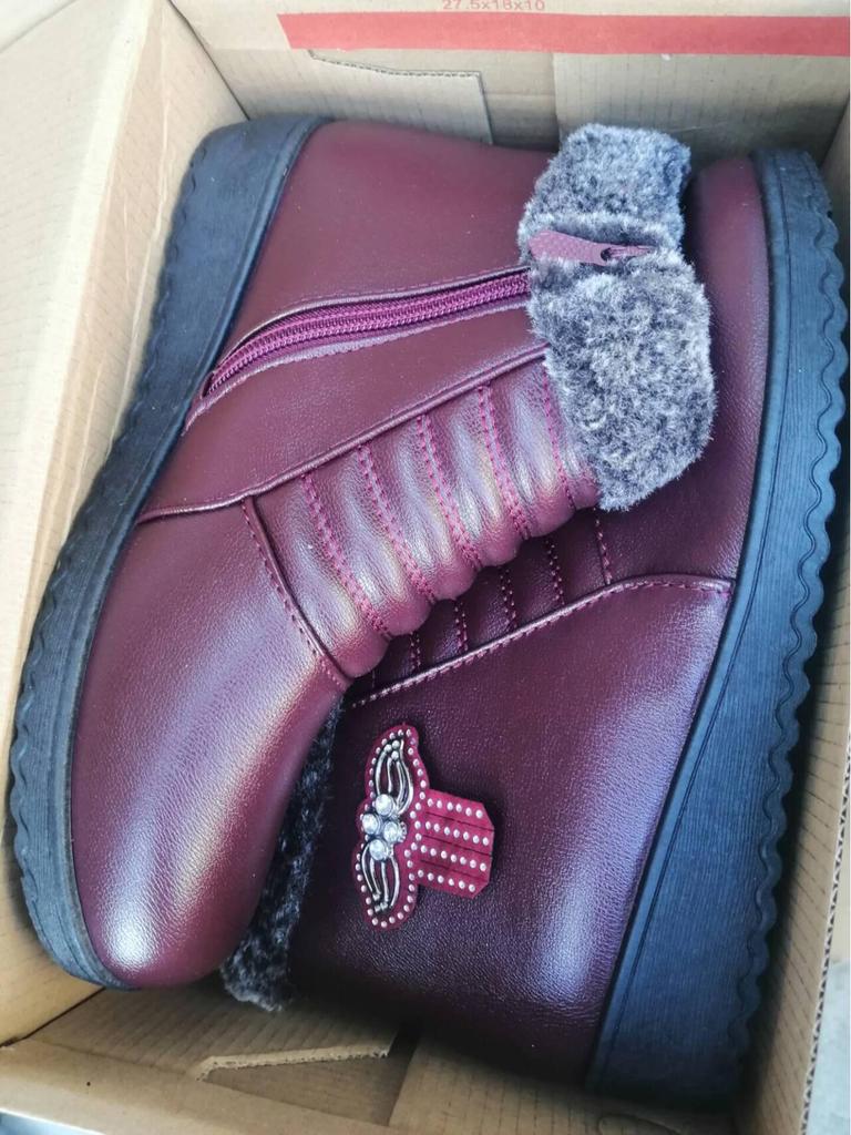 Женские зимние туфли Plus Velvet из утолщенной нескользящей водонепроницаемой кожи для людей среднего и пожилого возраста