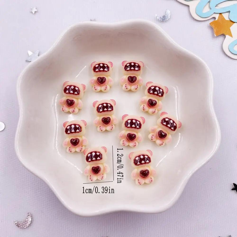 50 шт. красочные фигурки медведя из смолы с бантом из мультфильма «Любовь» с плоской задней частью для нейл-арта, украшения для самостоятельного скрапбукинга, аксессуары для поделок