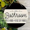 Деревянные подвесные декоративные таблички, украшения для туалета, 2D плоские подвески, рисунок - логотип "Ванная комната", подарок на новоселье для друзей