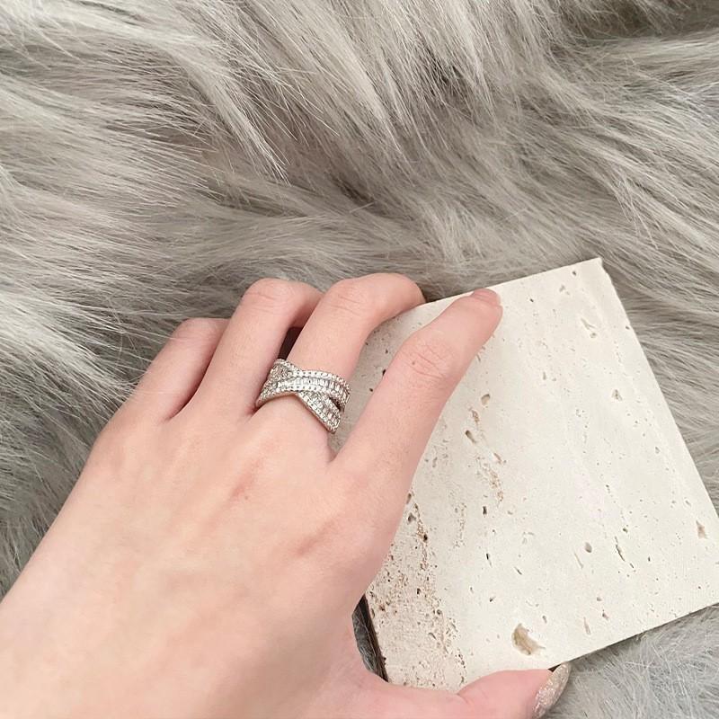 Unique Design Fashionable Adjustable Open Ring For Women Vintage Zircon Copper Jewelry