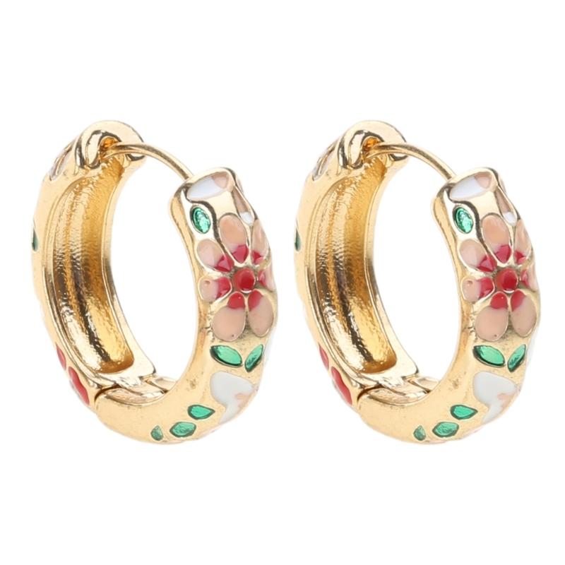 Colorful Circle Drop Earrings Cartilage Huggie Hoop Earrings Geometric Shaped Ear Rings Stylish Accessories for Women